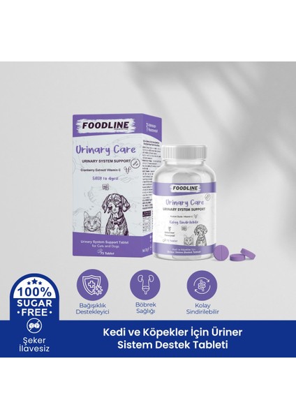 Urinary Care 75 Tablet | Kedi ve Köpekler Için Idrar Sağlığını Destekleyici