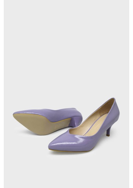 EST096 Mor Kırışık Kadın Kısa Ince Retro Topuk Stiletto fırsatları