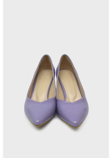 EST096 Mor Kırışık Kadın Kısa Ince Retro Topuk Stiletto indirimleri