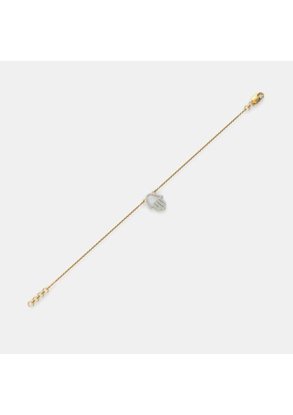 14 Ayar Altın Zirkon Taşlı Fatma Eli Bileklik 113878 modelleri