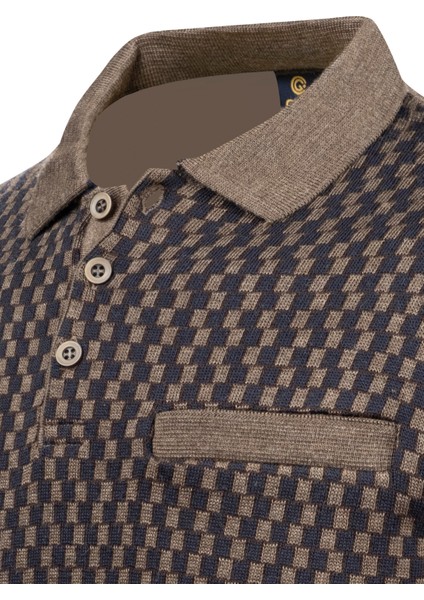 Erkek Polo Yaka Triko Kazak Desenli Kol ve Bel Lastikli Çelik Örgü Klasik Kalıp - 5006F modelleri