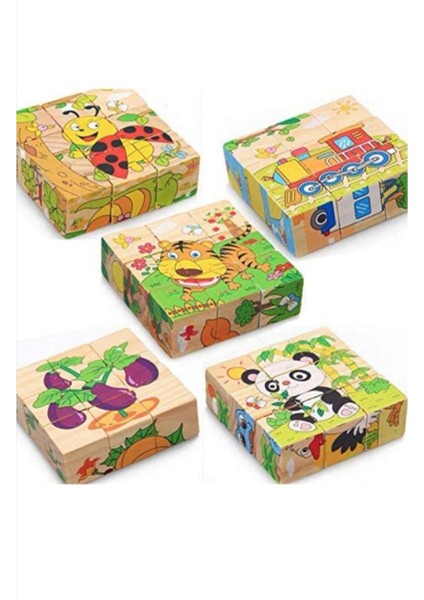 Ahşap 9 Parça Küp Puzzle