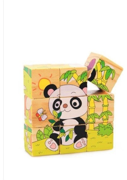 Ahşap 9 Parça Küp Puzzle
