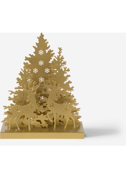 Gold Çam Ağacı Metal Dekor - Şık Masaüstü Dekorasyon - Christmas Sparkle