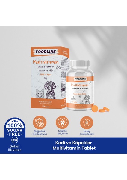 Multivitamin 75 Tablet | Kedi ve Köpekler Için Immun Sistem Destekleyici