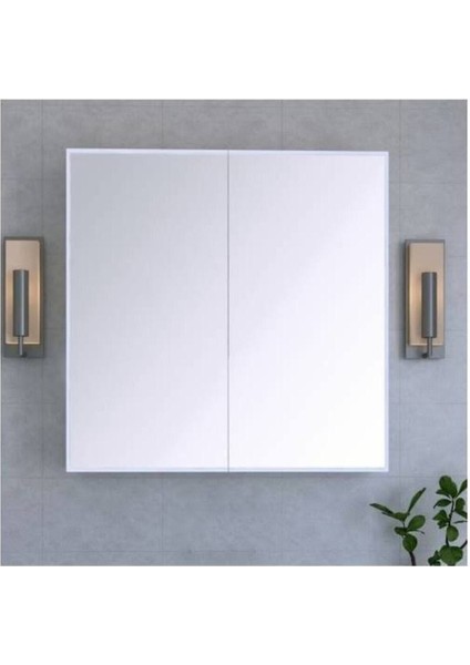 Tekno Trust Aynalı Lavabo Üstü Aynalı Banyo Dolabı Iki Kapaklı 60X60 60 x 60 2 Beyaz Üst Modül 60 x 17 x 60 Sun