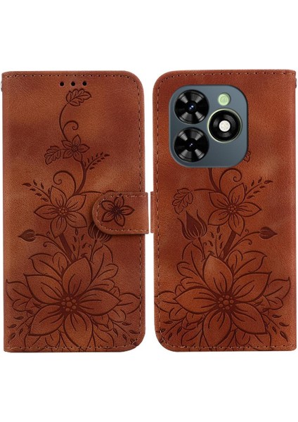 Tecno Spark G0 2024 Manyetik Kabartmalı Zambak Kart Tutucu Için Flip Case (Yurt Dışından)