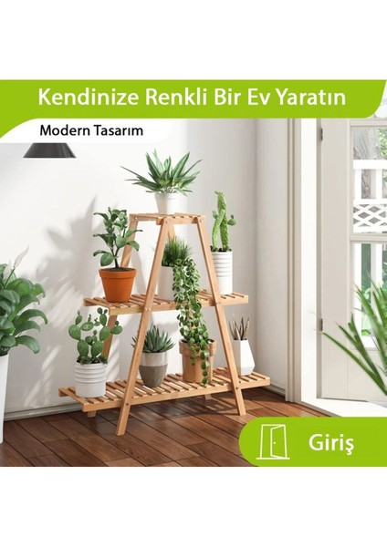 100 cm Ahşap Çiçeklik Ahşap Saksılık Çiçek Standı Ahşap Kahverengi