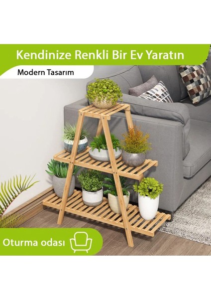 100 cm Ahşap Çiçeklik Ahşap Saksılık Çiçek Standı Ahşap Kahverengi