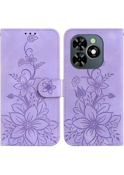 Infinix Akıllı 8 Kabartmalı Zambak Manyetik Kart Tutucu Kickstand Için Flip Case (Yurt Dışından)