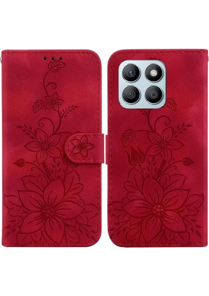 Onur X8B Cüzdan Kickstand Manyetik Kabartmalı Zambak Kart Tutucu Için Flip Case (Yurt Dışından)