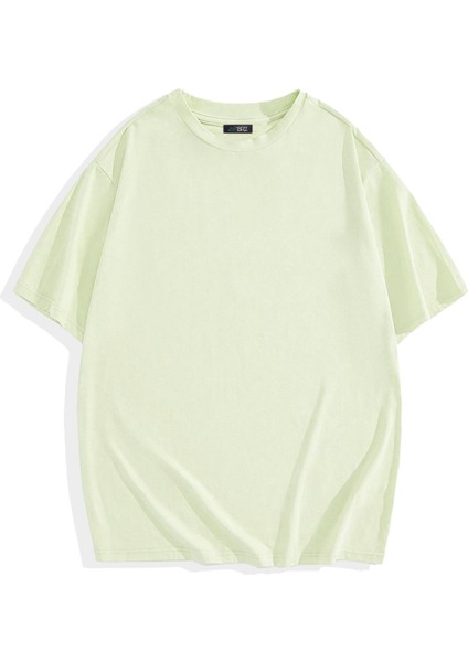 Oversize Basic T-Shirt Açık Yeşil