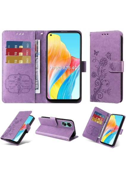 Oppo A78 4g Deri Kart Yuvaları Flip Çiçek Için Flip Case (Yurt Dışından)