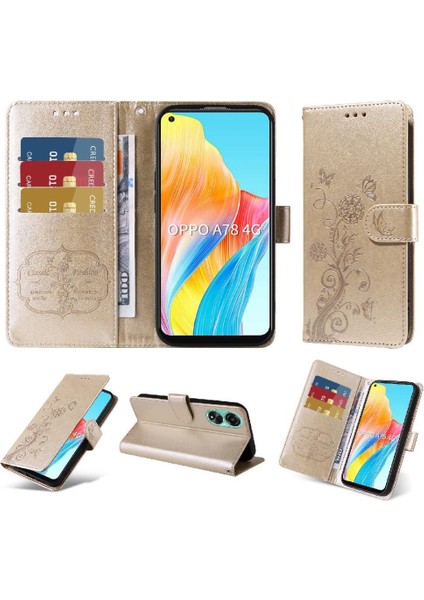 Oppo A78 4g Deri Kart Yuvaları Flip Çiçek Için Flip Case (Yurt Dışından)