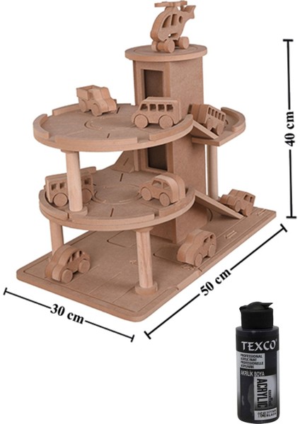 Ahşap Katlı Otopark Garaj Oyuncak - 1 Adet 110 cc Boya + 1 Adet Ahşap Oyuncak Araba fiyatları