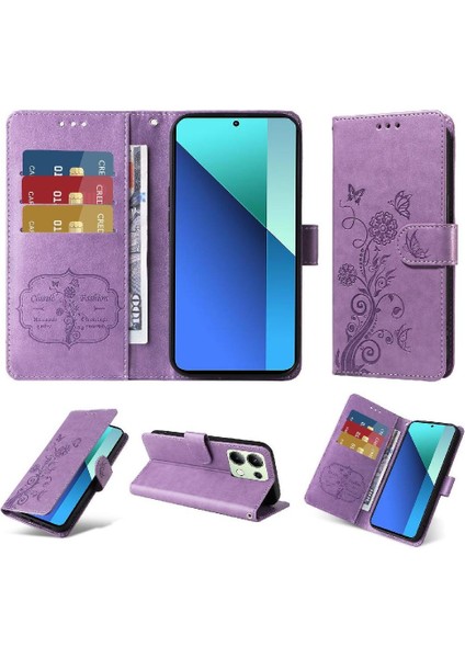 Xiaomi Redmi Not 13 Için Flip Case 4g Cardyuvaları Flip Deri Çiçek (Yurt Dışından)