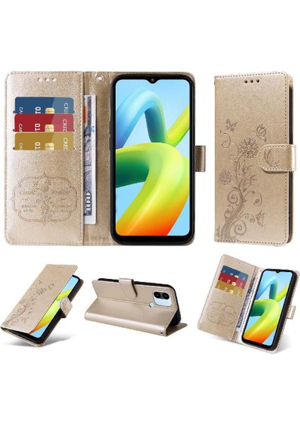 Xiaomi Redmi A1 Artı Kart Yuvaları Deri Çiçek Flip Case (Yurt Dışından)
