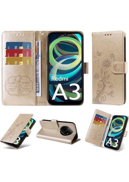 Xiaomi Redmi A3 Için Flip Case 4g Çiçek Çevirme Deri Cardyuvaları (Yurt Dışından)