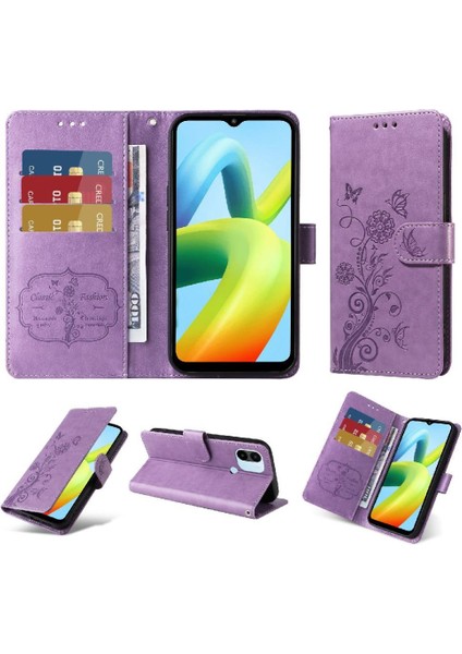 Xiaomi Redmi A1 Artı Kart Yuvaları Deri Çiçek Flip Case (Yurt Dışından)
