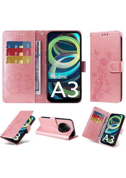 Xiaomi Redmi A3 Için Flip Case 4g Çiçek Çevirme Deri Cardyuvaları (Yurt Dışından)