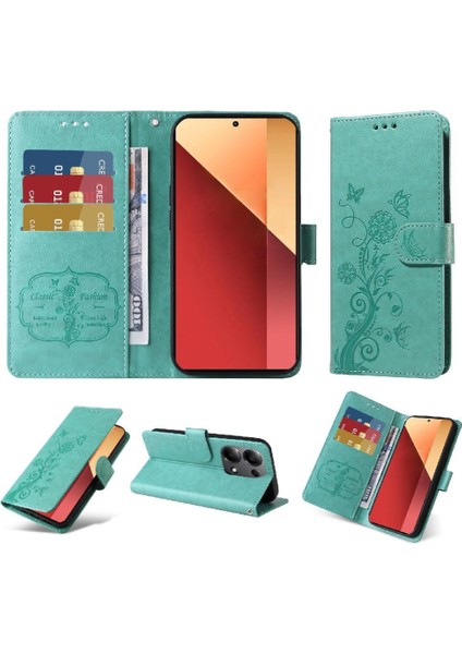 Xiaomi Redmi Not Için Flip Case 13 Pro 4g Çiçek Deri Cardyuvaları Çevirin (Yurt Dışından)