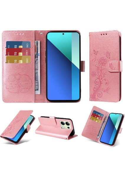 Xiaomi Redmi Not 13 Için Flip Case 4g Cardyuvaları Flip Deri Çiçek (Yurt Dışından)