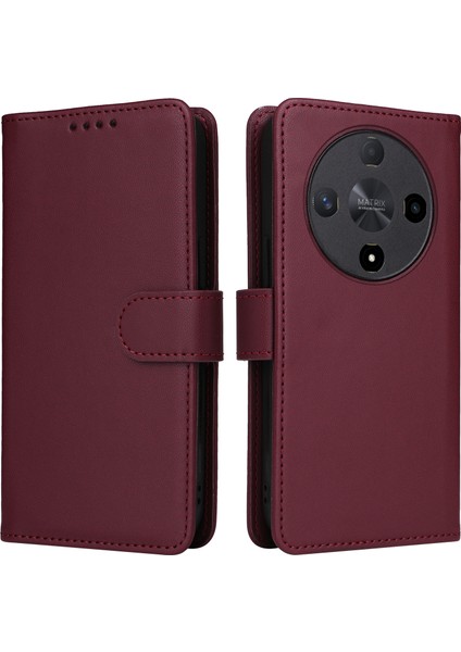 Betopnıce BN-005 Honor Magic6 Lite 5g Şarap Kırmızısı Için Ayrılabilir Pu Kılıf (Yurt Dışından)