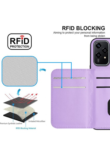 Honor 200 Lite 5g Global Açık Mor Için Eşkenar Dörtgen Doku Rfıd Telefon Kılıfı (Yurt Dışından) fırsatları