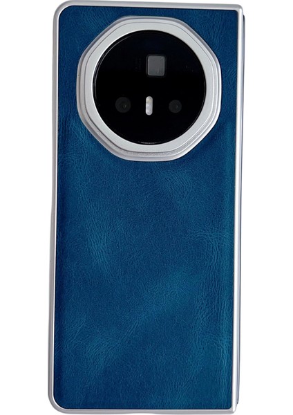 Honor Magic V3 Mavi Için Metalik Boya Pu Kılıf (Yurt Dışından)