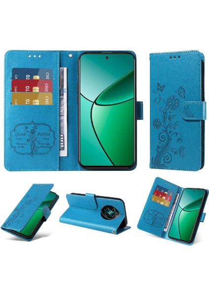 Realme 12 Artı Kart Yuvaları Deri Çiçek Flip Için Flip Case (Yurt Dışından)