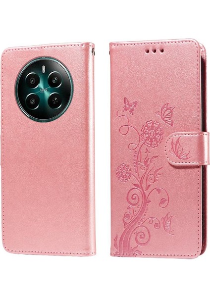 Realme 12 Artı Kart Yuvaları Deri Çiçek Flip Için Flip Case (Yurt Dışından)
