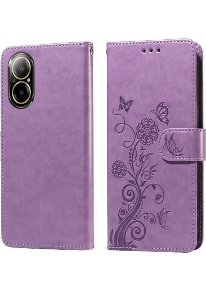 Realme C67 4g Çiçek Çevirme Deri Kart Yuvaları Için Flip Case (Yurt Dışından)
