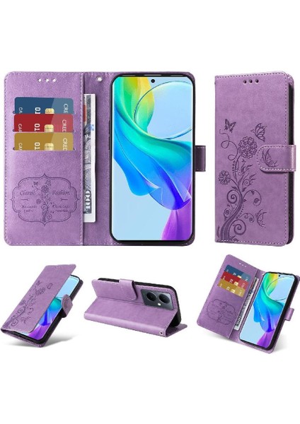 Vıvo V29 Lite Kart Yuvaları Deri Çiçek Flip Case Için Flip Case (Yurt Dışından)