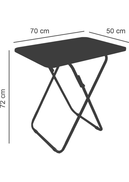 Fly 50 X 70cm Katlanır Dikdörtgen Yan Sehpa Katlanabilir Yemek Bilgisayar Laptop Balkon Masası