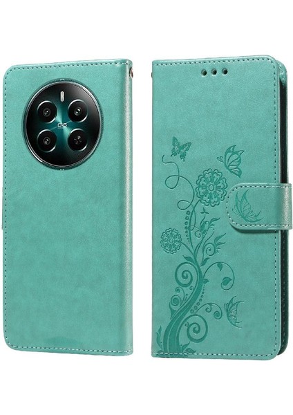 Realme 12 Artı Kart Yuvaları Deri Çiçek Flip Için Flip Case (Yurt Dışından)