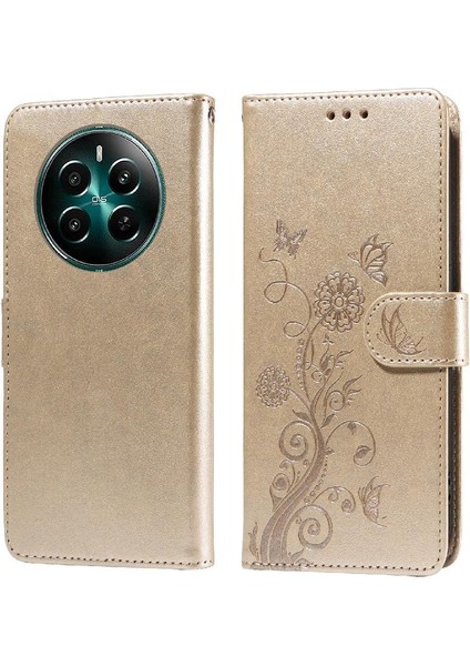 Realme 12 Artı Kart Yuvaları Deri Çiçek Flip Için Flip Case (Yurt Dışından)
