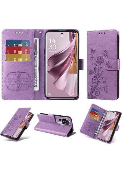 Oppo Oppo 10 Pro Artı Çiçek Deri Flip Kart Yuvaları Için Flip Case (Yurt Dışından)