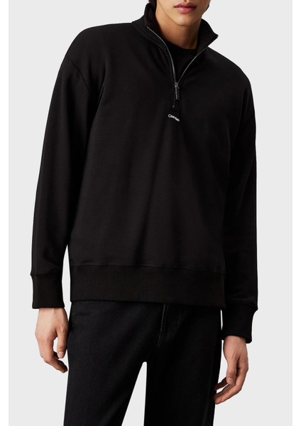 Regular Fit Pamuklu Yarım Fermuarlı Dik Yaka Sweat K10K113569BEH Erkek Sweat K10K113569 Beh