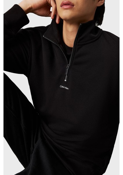 Regular Fit Pamuklu Yarım Fermuarlı Dik Yaka Sweat K10K113569BEH Erkek Sweat K10K113569 Beh