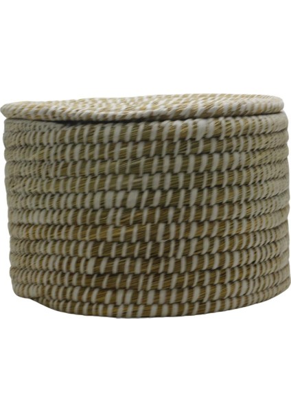 Dekoratif Dayanıklı Burgu Desenli Çok Amaçlı Hasır Sepet Büyük Boy (L)