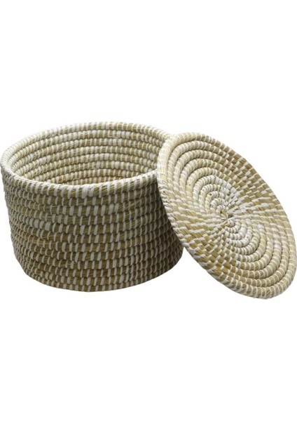 Dekoratif Dayanıklı Burgu Desenli Çok Amaçlı Hasır Sepet Büyük Boy (L) modelleri
