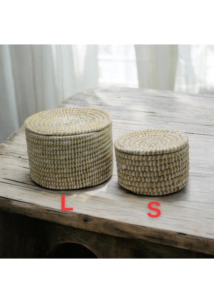 Dekoratif Dayanıklı Burgu Desenli Çok Amaçlı Hasır Sepet Büyük Boy (L) indirimleri