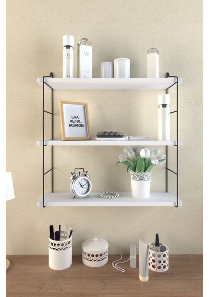 Tekno Trust Modern Modern Büyük Boy 3 Katlı Duvar Rafı Beyaz 15 cm 60 cm Mdf Modern Beyaz Garantisiz