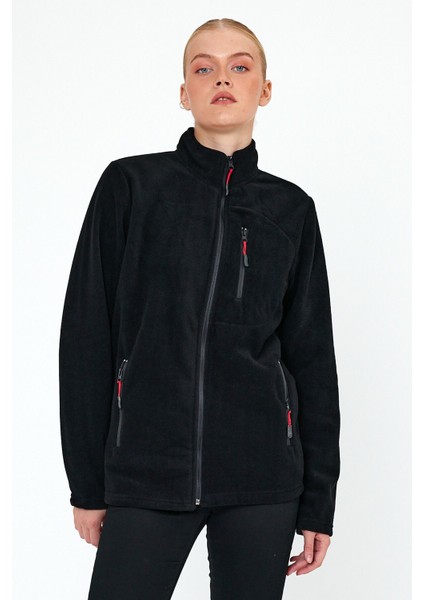 Siyah Renk Fermuarlı 3 Cepli Softshell Polar 5625 - Siyah