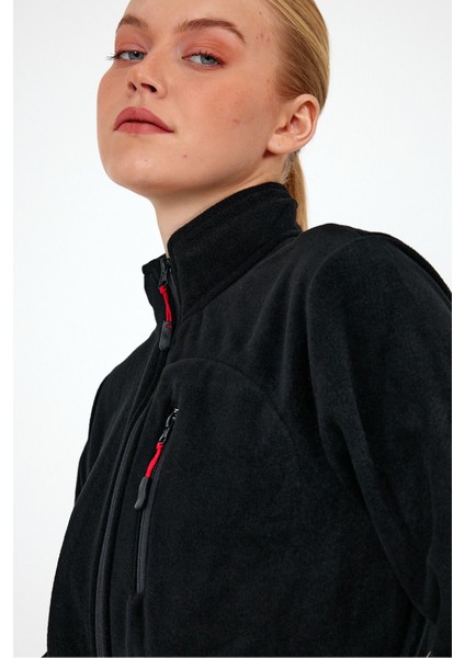 Siyah Renk Fermuarlı 3 Cepli Softshell Polar 5625 - Siyah