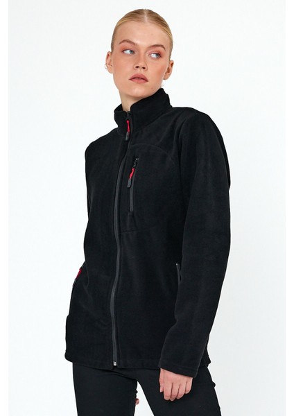 Siyah Renk Fermuarlı 3 Cepli Softshell Polar 5625 - Siyah