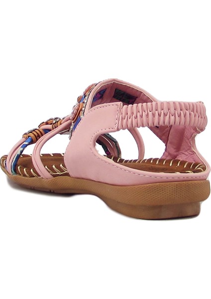 BLG22Y154-3 Pembe Kız Çocuk Arkadan Lastikli Taşlı Sandalet fiyatları