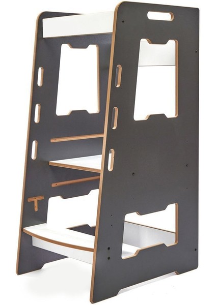 Ahşap Montessori Öğrenme Kulesi / 2-6 Yaş / Antrasit