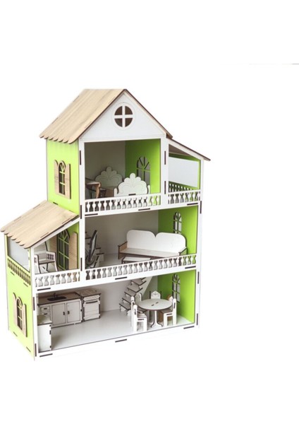 Yeşil LED Işık Evcilik Oyun Evi 80 cm