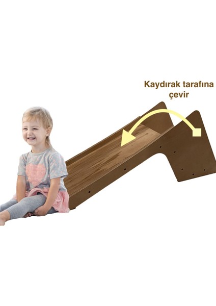 Kaydırak ve Ahşap Oyun Sandalyesi - 2'si 1 Arada